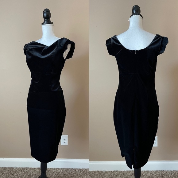 G.I.L.I. | Black Velour Cocktail Dress Sz 6 - Picture 4 of 6